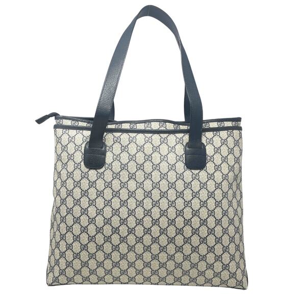 Gucci Bag Shoulder Tote Purse GG Guccissima Monogram Black Grey Leather Canvas - Picture 3 of 11